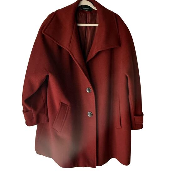 Jones New York Coat Womens 24W Red Wool Blend Button Front Lined Pockets Winter - Picture 1 of 10